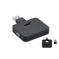 SQUARE-C - 4-portowy USB, Czarny