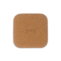 Square cork Wireless charger 5W, naturalny