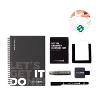 STARTER KIT INFINITEBOOK. Zestaw „Infinitebook” w twardej oprawie, 1 zestaw do czyszczenia, 1 marker i 1 uchwyt na długopis
