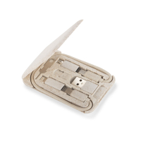 Stojak do telefonu z kablami do ładowania OLIN naturalny