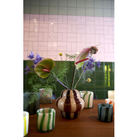 ŚWIECZNIK CALORE CURVE XS, ZIELONY/BEŻOWY