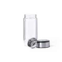 Szklana butelka termiczna 330 ml, posiada sitko zatrzymujące fusy neutralny