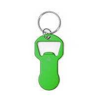 TAGAN - Otwieracz do butelek z brelokiem z aluminium z recyklingu, z żetonem do wózka na zakupy.