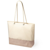 Torba bawełniana, elementy z juty beżowy