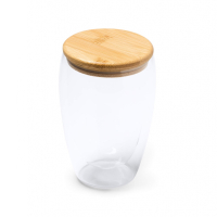 VERTUS - Szklanka 350 ml z bambusową pokrywką