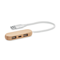 VINA C - hub USB z podwójnym wejściem, Drewna