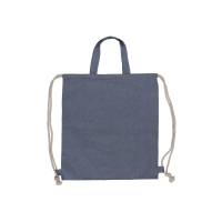 Worek ze sznurkiem bawełnianym z recyklingu 38x42cm, niebieski