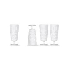 WYSOKIE SZKLANKI/KIELISZKI PIKNIKOWE BIAŁE, 4-PAK