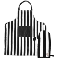 ZESTAW ARON FARTUCH &amp; RĘKAWICE, CZARNY/BEŻ