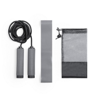 Zestaw do ćwiczeń 2 el., skakanka, taśma oporowa do ćwiczeń szary