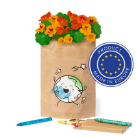 Zestaw do kolorowania, torebka do kolorowania z papieru z recyklingu, 10 nasion nasturcji, kredki neutralny