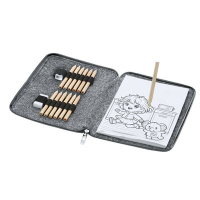 Zestaw do kolorowania z filcu RPET, kredki, temperówka, gumka szary