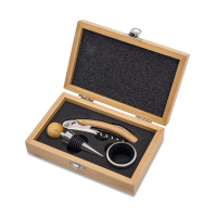 Zestaw do wina w bambusowym pudełku Sommelier, beżowy