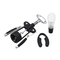 Zestaw do wina ze stali z korkociągiem, obcinaczem do folii i otwieraczem / Finwine