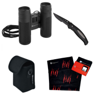Zestaw lornetka, bandana, nóż CROSSET Schwarzwolf, czarny