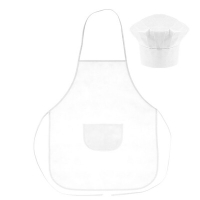 Zestaw małego kucharza, fartuch kuchenny i czapka kucharska, rozmiar dziecięcy | Nedina biały