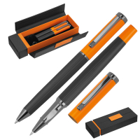 Zestaw piśmienny długopis i pióro kulkowe REGINALD, pomarańczowy