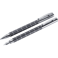 Zestaw piśmienny długopis i pióro wieczne MAYFIELD, ciemnoszary