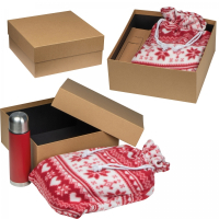 Zestaw termos 500 ml i koc świąteczny, czerwony