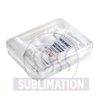 Zestaw w pudełku, pojemnik na płyn do dezynfekcji, maseczka wielokrotnego użytku z miejscem na filtr i jonami srebra biały