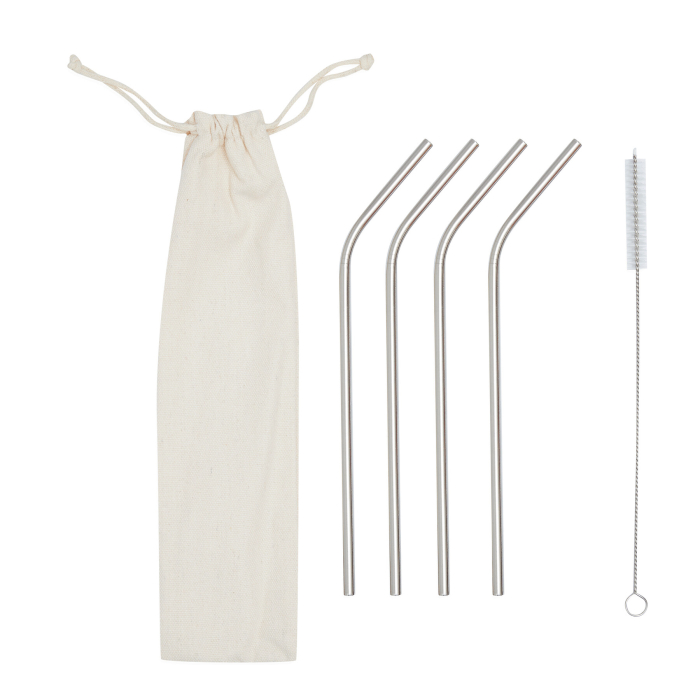 Zestaw słomek ze stali nierdzewnej DRINK HAPPY