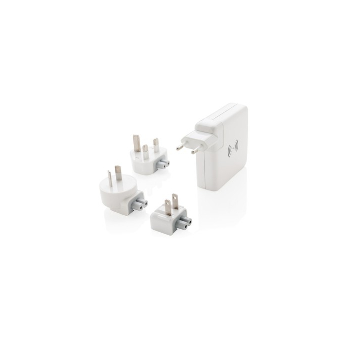 Adapter podróżny, bezprzewodowy power bank 6700 mAh biały