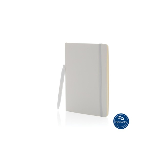 Antybakteryjny notatnik A5, długopis X3 biały