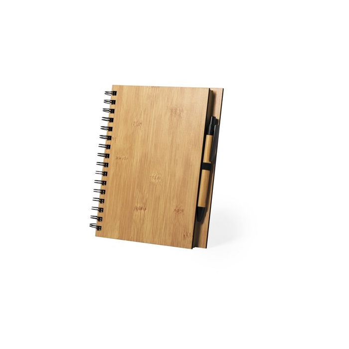 Bambusowy notatnik A5 z długopisem brązowy