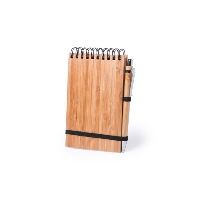 Bambusowy notatnik A6 z długopisem brązowy