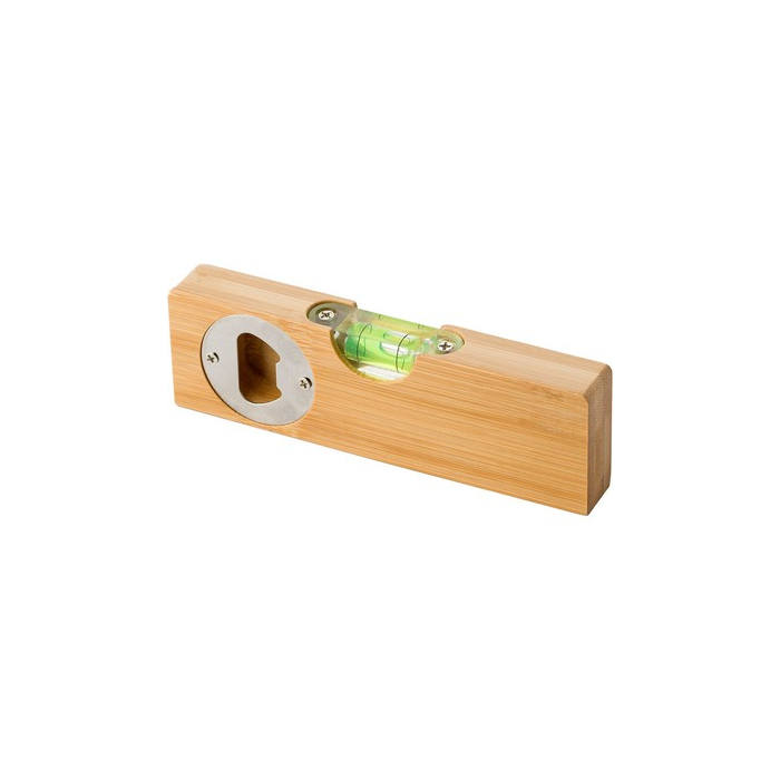 Bambusowy otwieracz do butelek, poziomica brązowy