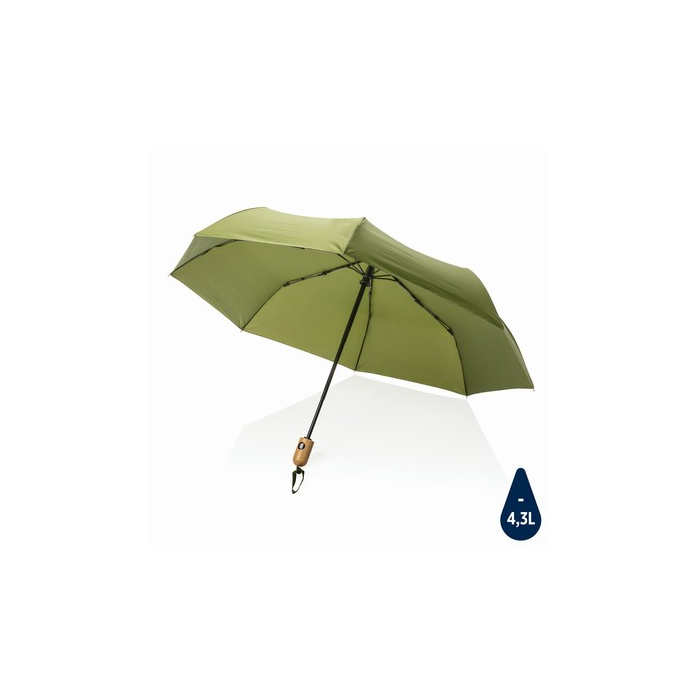 Bambusowy parasol automatyczny 21" Impact AWARE™ rPET zielony