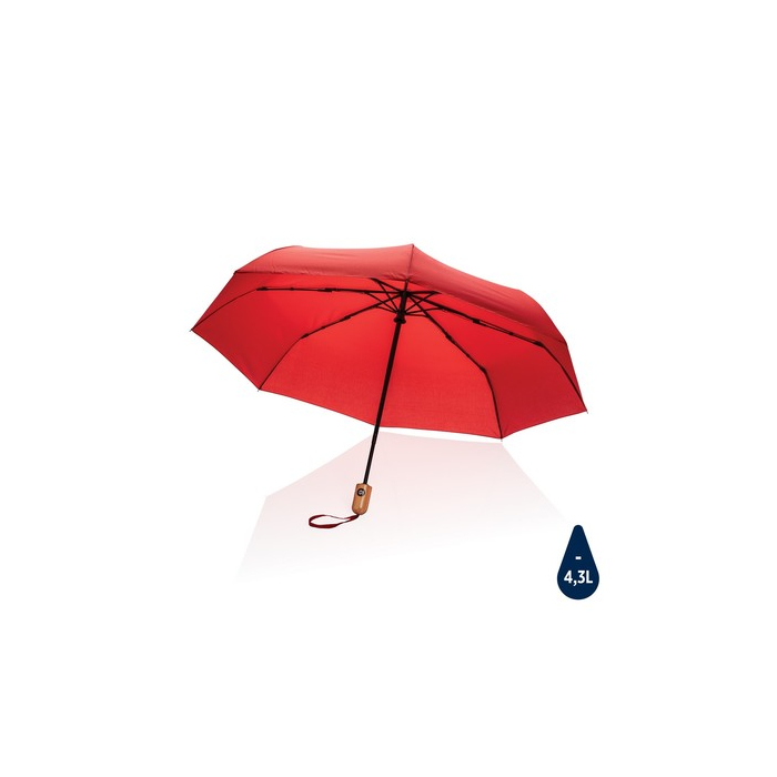 Bambusowy parasol automatyczny 21" Impact AWARE™ rPET czerwony