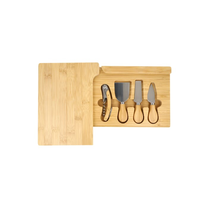 Bambusowy zestaw do serwowania sera i wina 4 szt