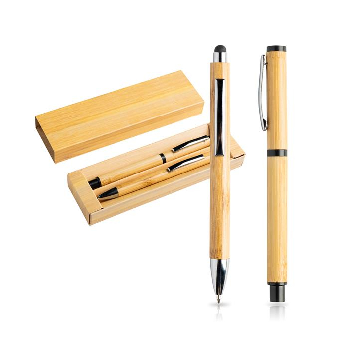 Bambusowy zestaw piśmienny z metalowymi elementami / Bamkit