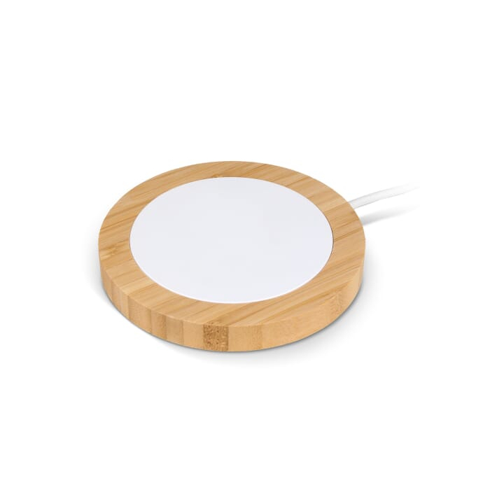 Bezprzewodowa ładowarka bambusowa i RABS 15W, White/nature