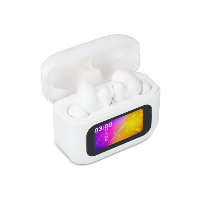 Bezprzewodowe słuchawki douszne ANC z ekranem dotykowym LCD