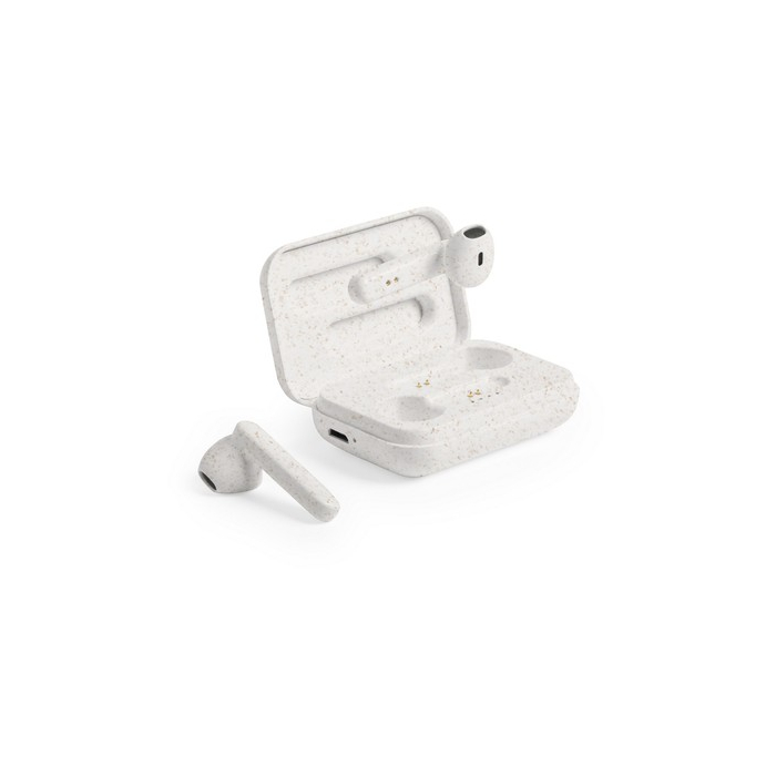 Bezprzewodowe słuchawki douszne ze słomy pszenicznej neutralny