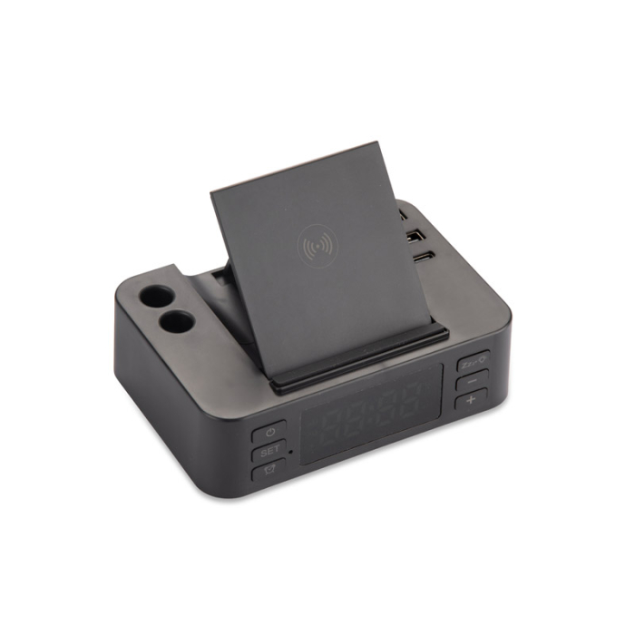 Budzik z ładowarką indukcyjną CLOCKI czarny