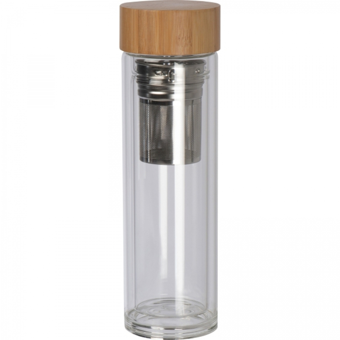 Butelka szklana termiczna 420 ml, przeźroczysty