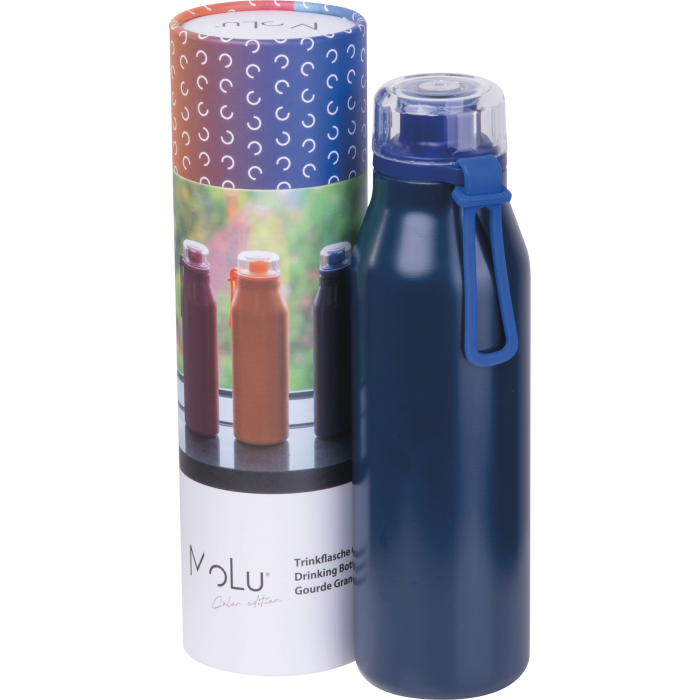 Butelka termiczna stalowa z recyklingu GRAND HAVEN MoLu 640 ml, granatowy