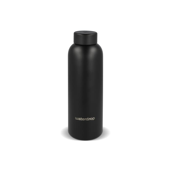 Butelka ze stali nierdzewnej Waterdrop ze stalową nakrętką 600 ml, czarny
