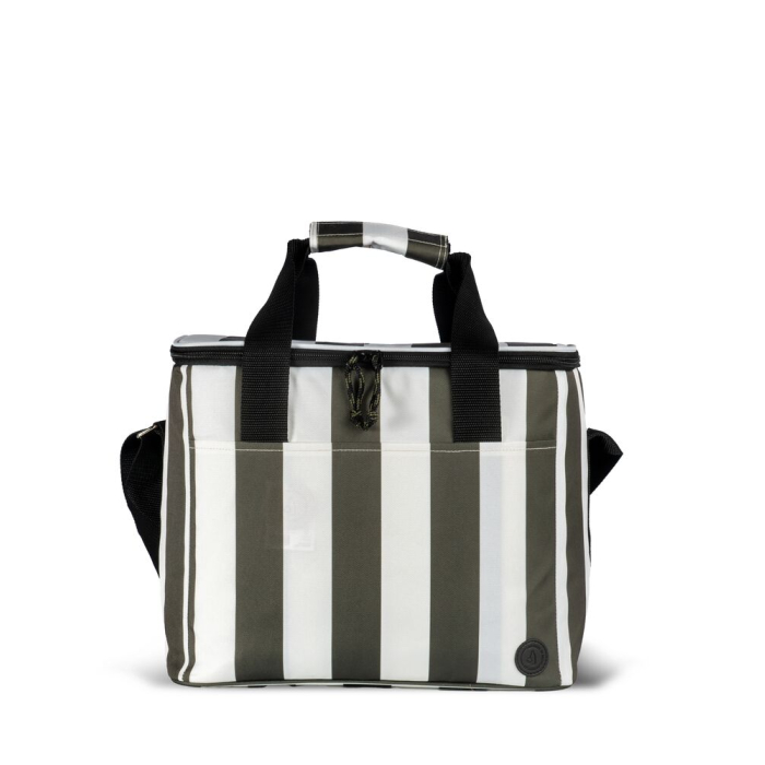 CITY TORBA TERMICZNA STRIPE rPET DUŻA, ZIELONO-BIAŁY
