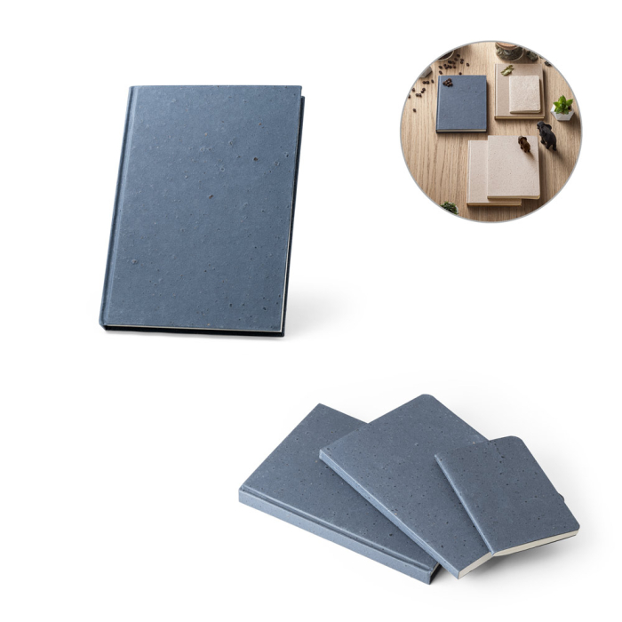 COFFEEPAD RIGID. Notatnik A5 z twardą okładką wykonany z odpadów z łusek kawy (65%)