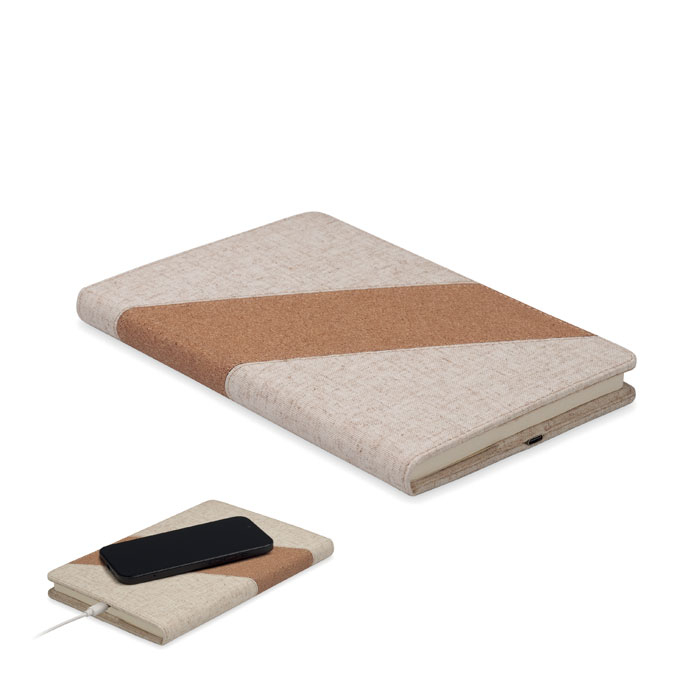 CORTONA - Notes A5 z ładowarką 15W, Bezowy