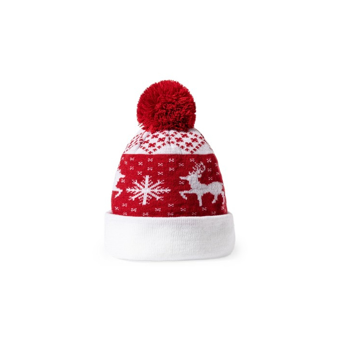 Czapka zimowa, świąteczny wzór czerwony