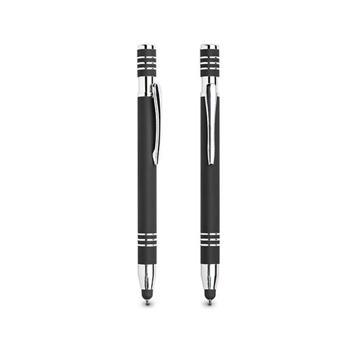 Długopis aluminiowy, gumowany, touch / Chromy