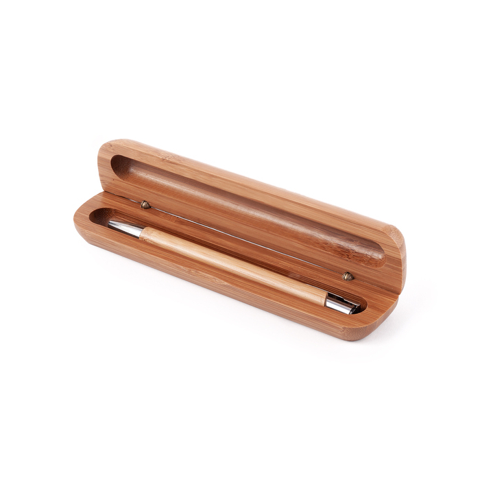 Długopis Vizela w bambusowym etui, brązowy