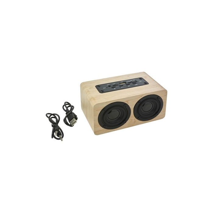 Drewniany głośnik bezprzewodowy 2 x 5W brązowy