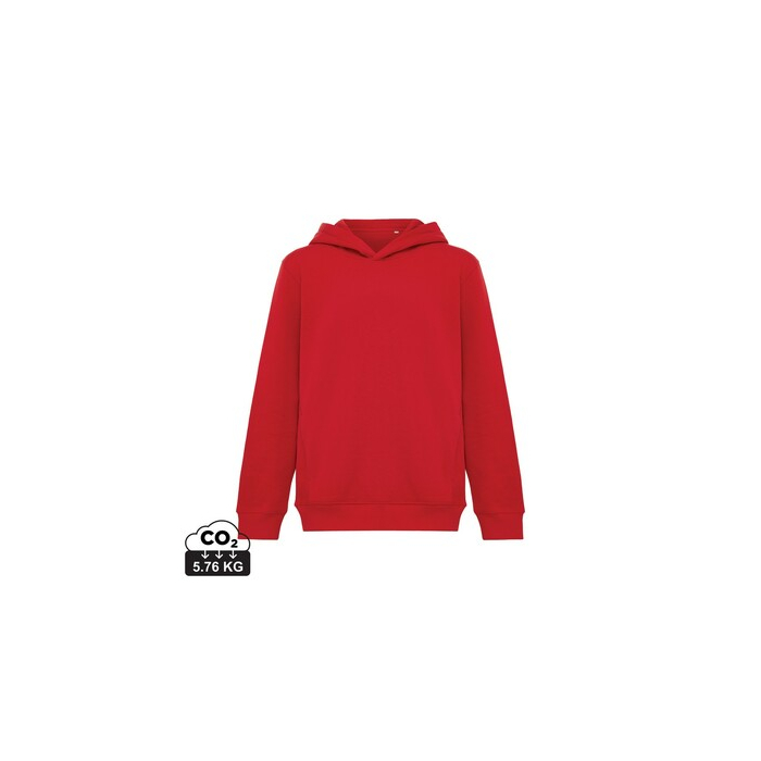 Dziecięca bluza z kapturem i kieszeniami Iqoniq Yengo z bawełny z recyklingu czerwony