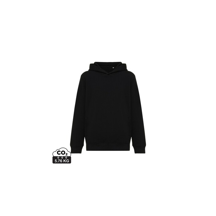 Dziecięca bluza z kapturem i kieszeniami Iqoniq Yengo z bawełny z recyklingu czarny